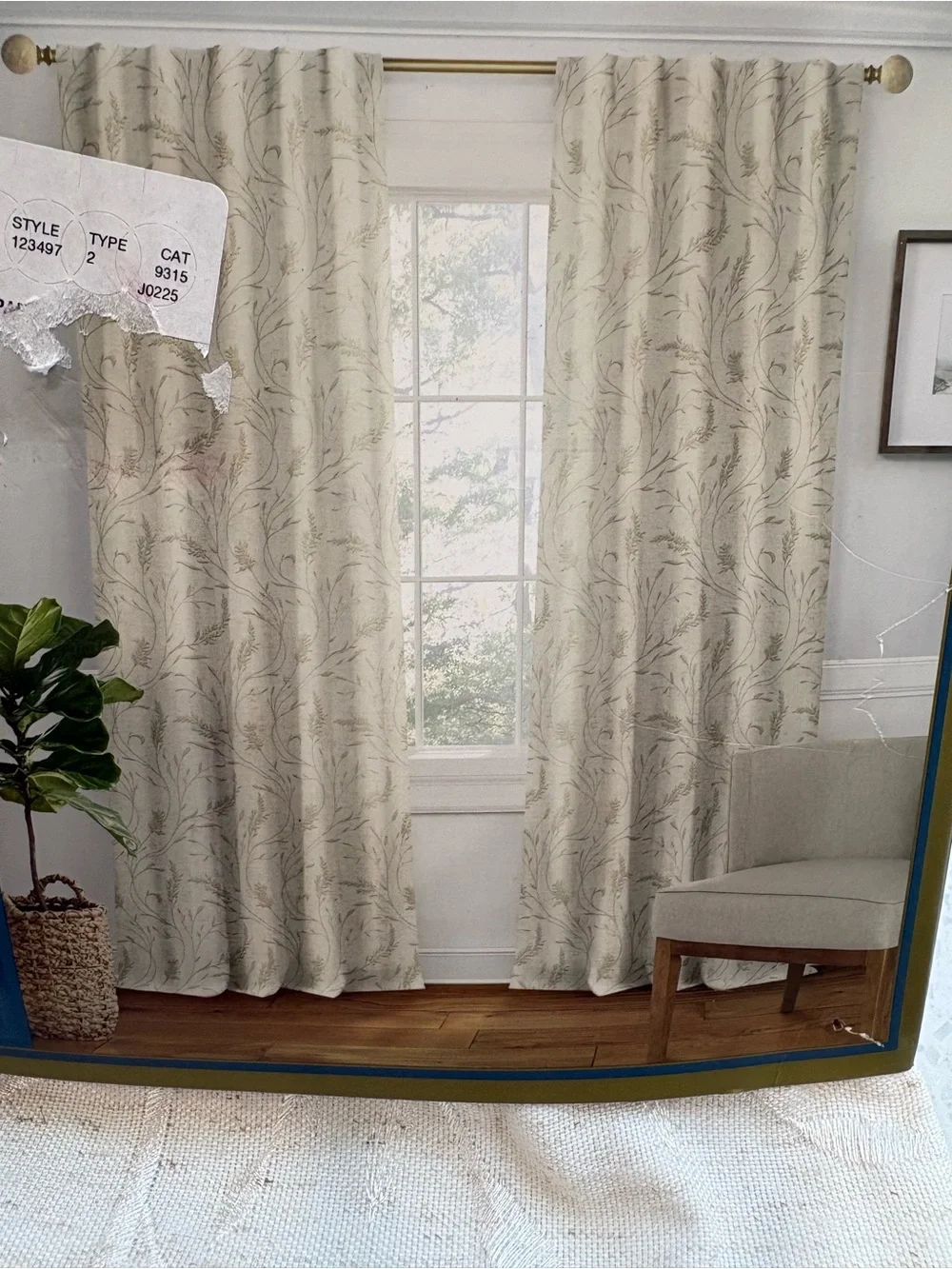NEW Lillian August Neutral Textured Back Tab Curtain Panel - Ivory